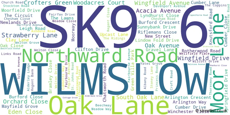 A word cloud for the SK9 6 postcode